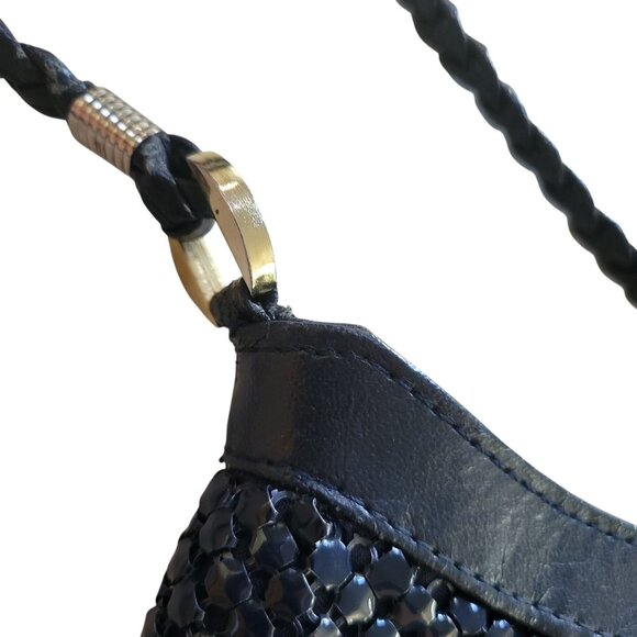 Metal Mesh Shoulder Bag Navy Blue Womens 12x9" Braided Strap Whimsy Coastal - Picture 8 of 16